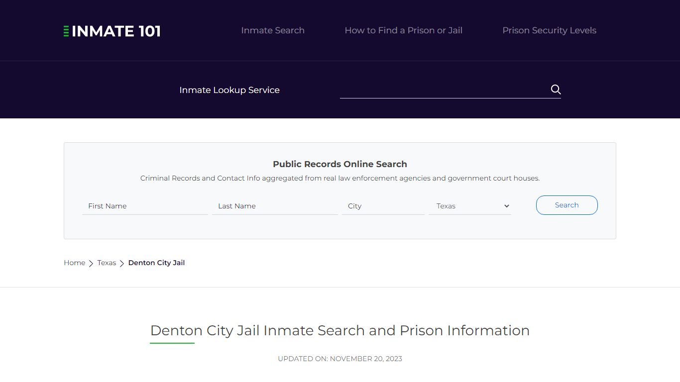 Denton City Jail Inmate Search and Prison Information